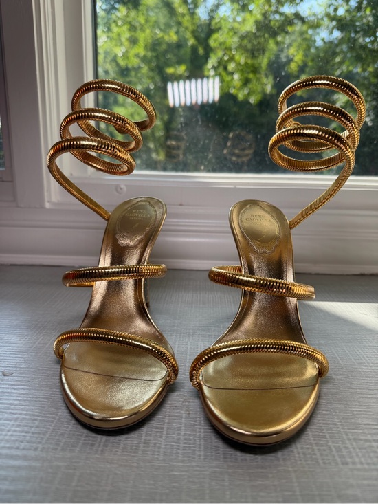 Rene Caovilla Shoes - Rene Caovilla Metallic Gold Spiral Ankle-Strap Sandals